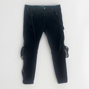 Serenede Men's Black‎ Strappy Skinny Jeans Gothic Punk Grunge - Size 42